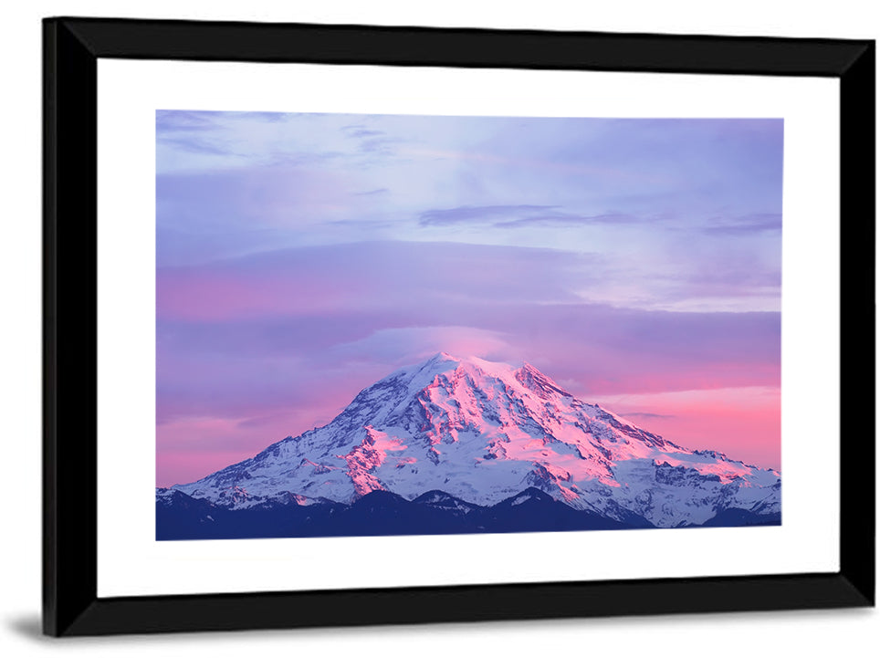 Mount Rainier Alpenglow with Lenticular Cloud Wall Art