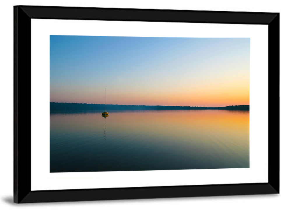 Cyprus Lake Sunset Boat Wall Art