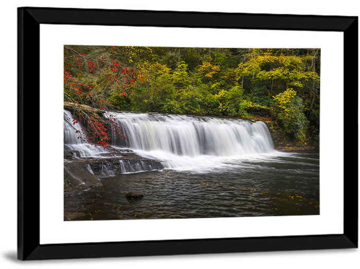 Dupont State Forest Autumn Waterfall Stream Wall Art as a framed print