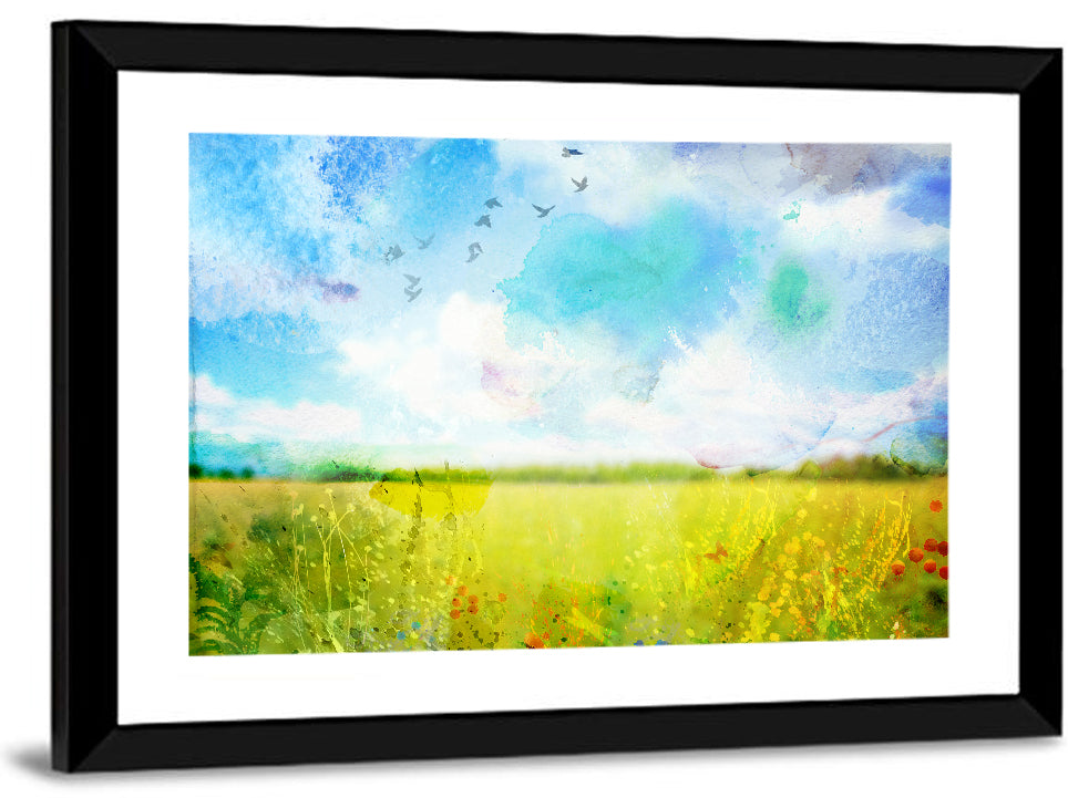 Watercolor Wildflower Field Wall Art