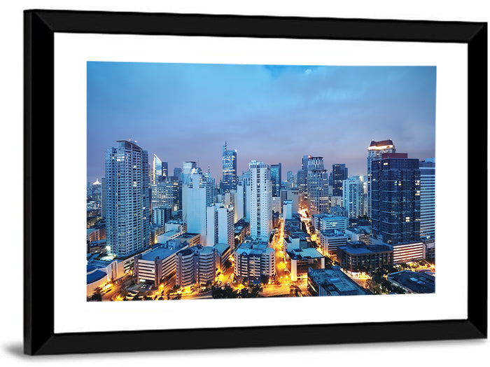 Manila Cityscape at Dusk Wall Art as a framed print