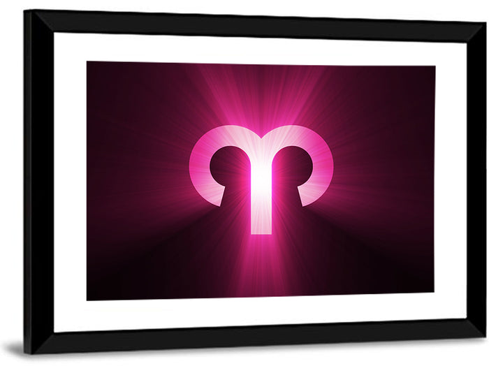 Radiant Aries Zodiac Emblem Wall Art as a framed print