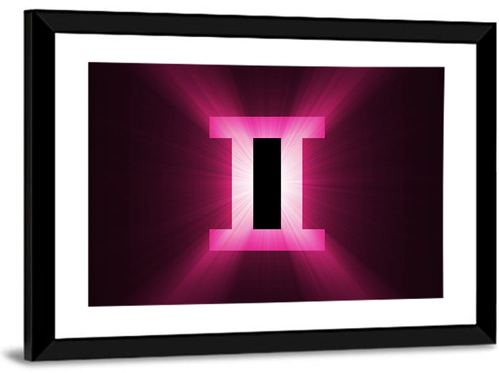 Radiant Gemini Symbol Wall Art as a framed print
