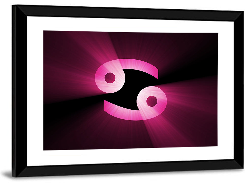 Glowing Pink Cancer Symbol Wall Art