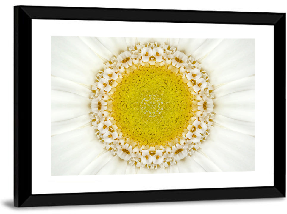 White Flower Mandala Kaleidoscope Wall Art