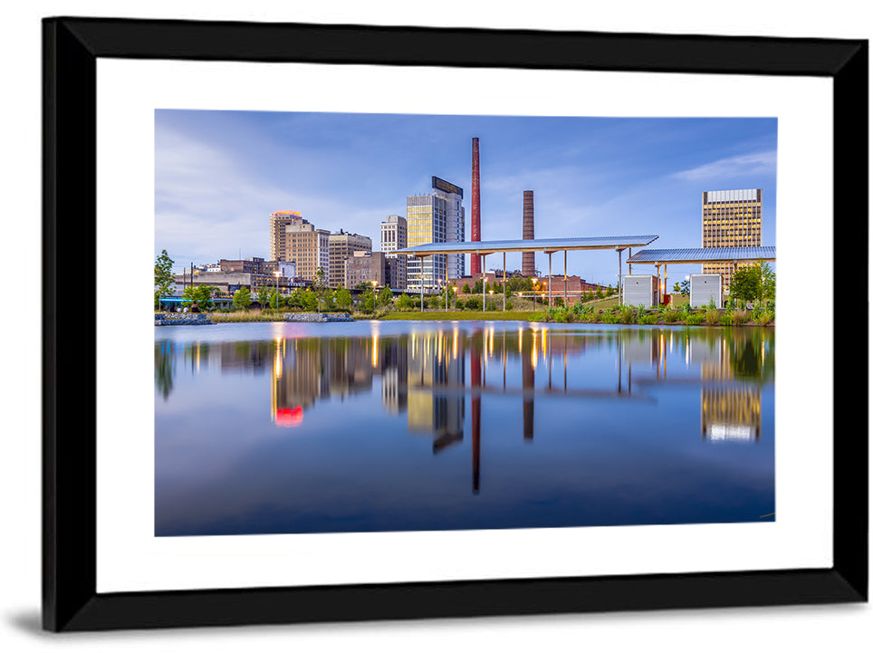 Birmingham Skyline Reflection at Twilight Wall Art