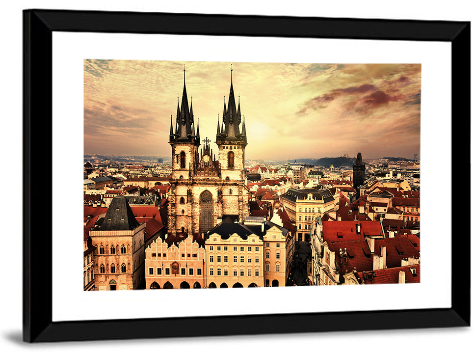 Prague Old Town Skyline at Golden Hour Wall Art