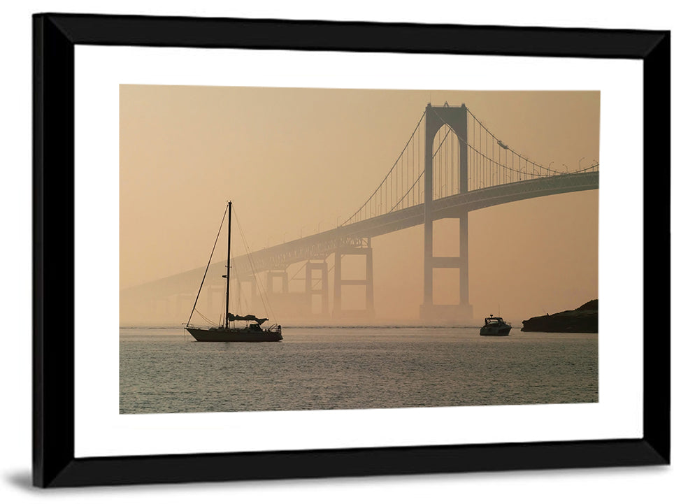 Newport Bridge in Golden Haze Wall Art