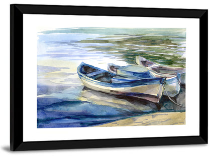 Watercolour Lake Boats Wall Art