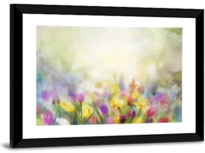 Soft Focus Tulip Meadow Wall Art as a framed print
