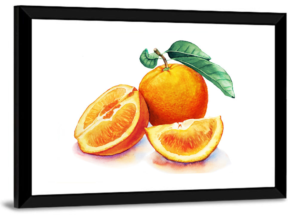 Watercolor Orange Still Life Wall Art