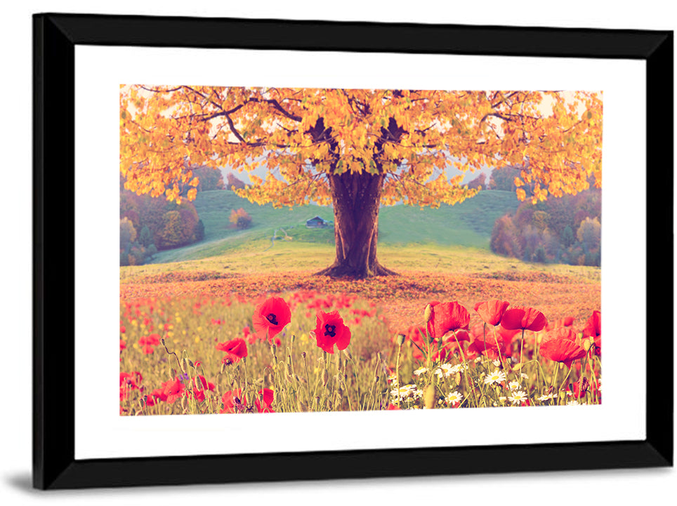 Big Tree & Poppy Floral Wall Art