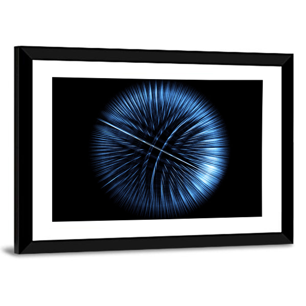 Glowing Blue Textured Sphere Wall Art