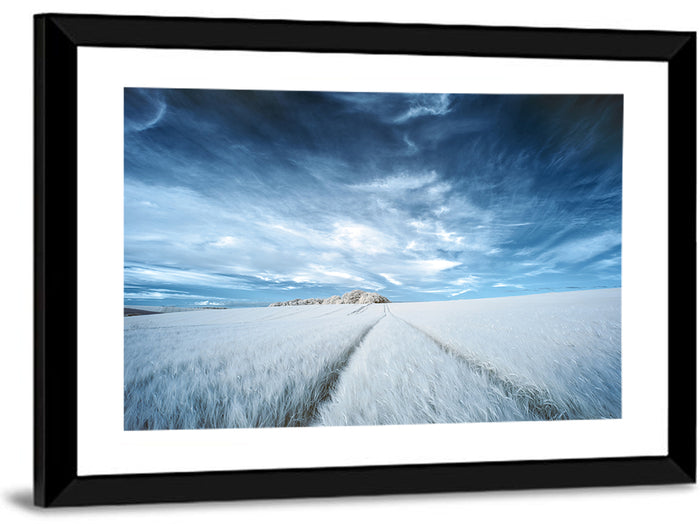 Surreal Infrared Grain Field Wall Art as a framed print