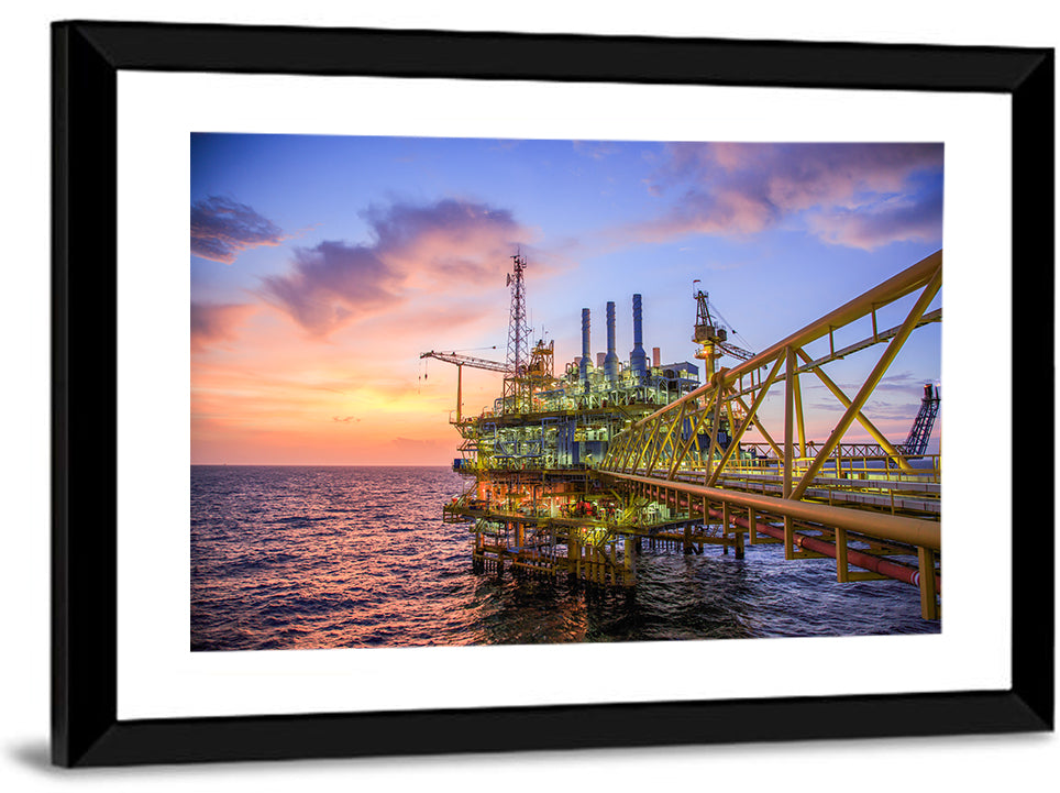 Golden Hour Offshore Oil Rig Wall Art