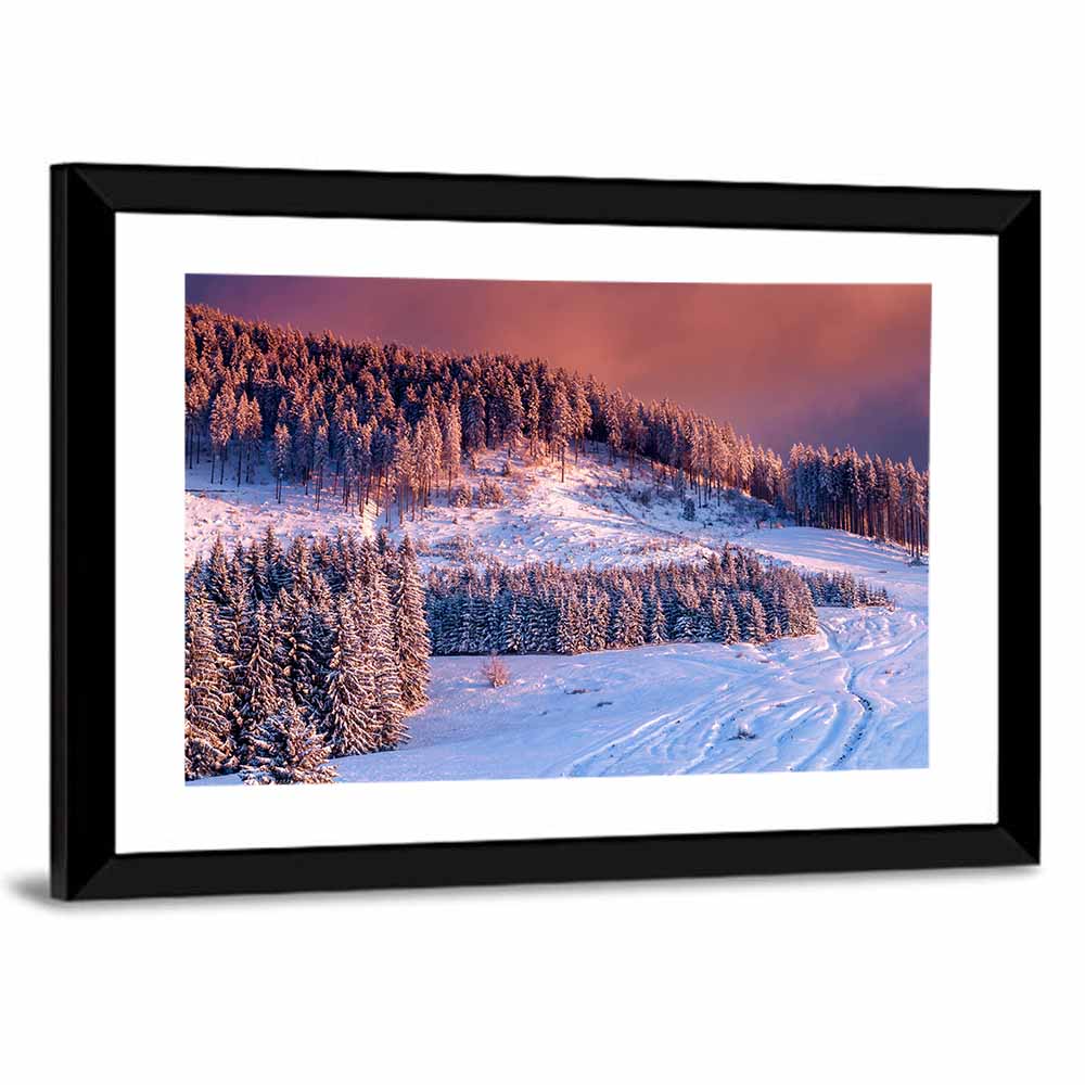 Idyllic Winter Mountain Sunset Wall Art