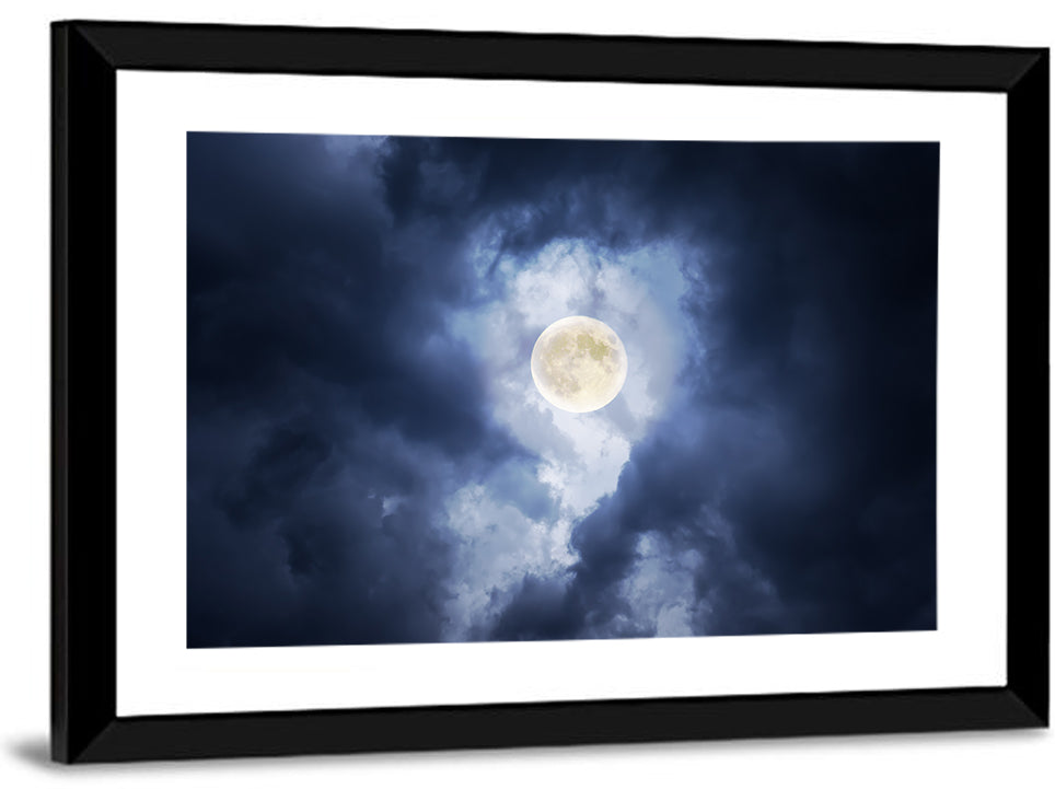 Supermoon Through Storm Clouds Wall Art