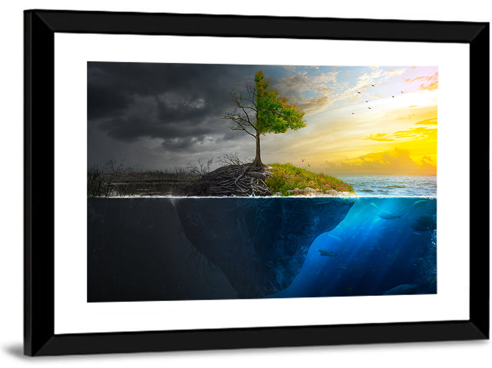 Split Island Tree of Duality Wall Art