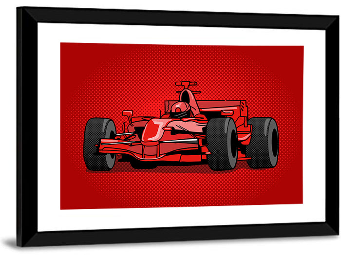 Formula One Race Car Illustration Wall Art as a framed print