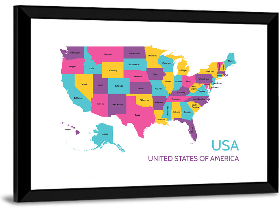 Detailed United States Map Wall Art