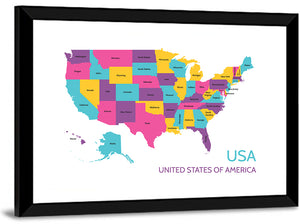 USA Detailed Map Wall Art