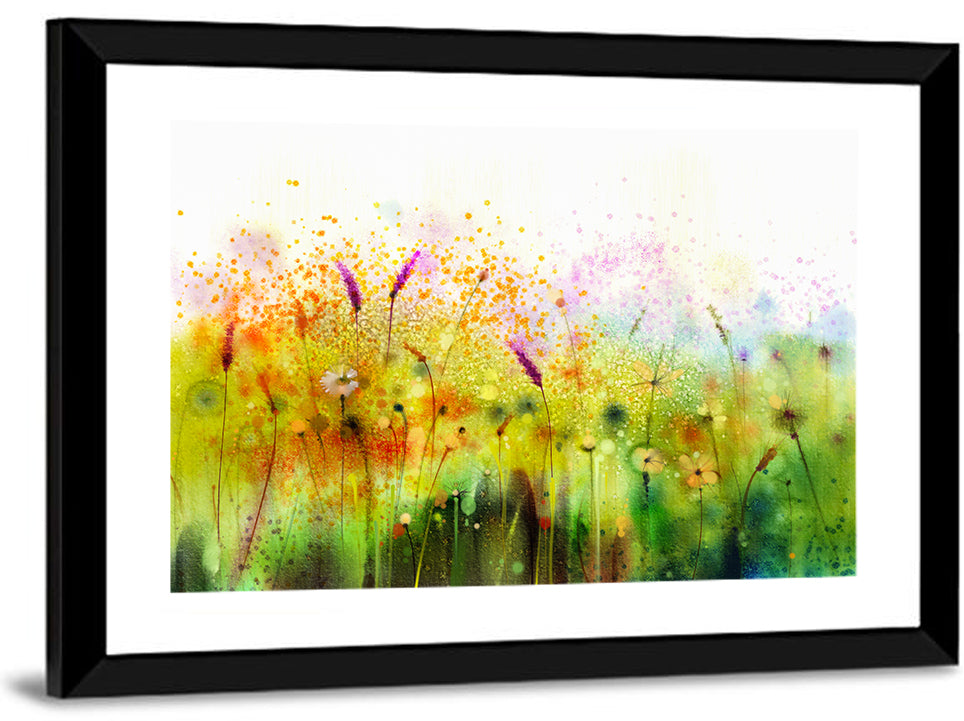 Cosmos Wildflowers Watercolor Wall Art
