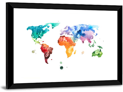 Watercolor World Map Wall Art