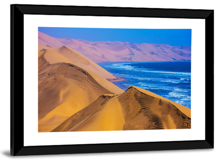 Sandwich Harbour Dunes Meet the Atlantic Wall Art as a framed print
