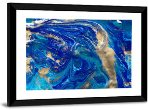 Golden Blue Abstract Wall Art