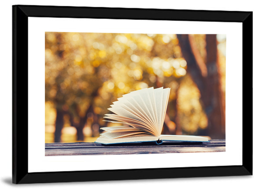 Open Book in Golden Autumn Light Wall Art