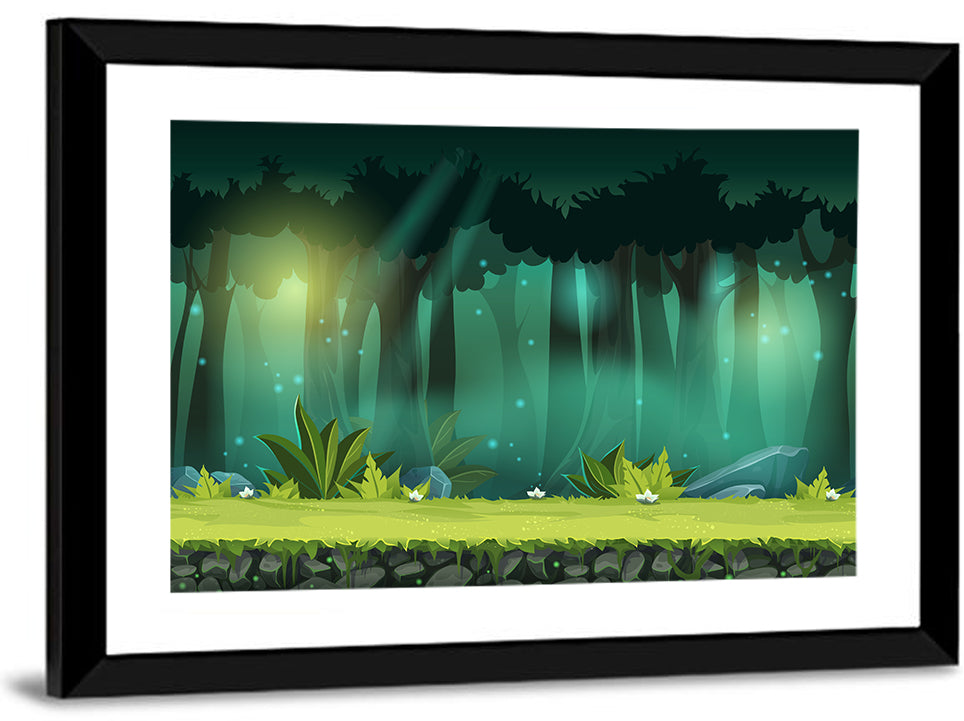 Enchanted Digital Forest Landscape Wall Art