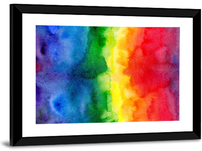 Watercolor Rainbow Gradient Wall Art as a framed print