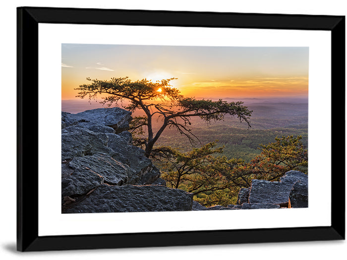 Cheaha State Park Sunset Over Pulpit Rock Wall Art as a framed print