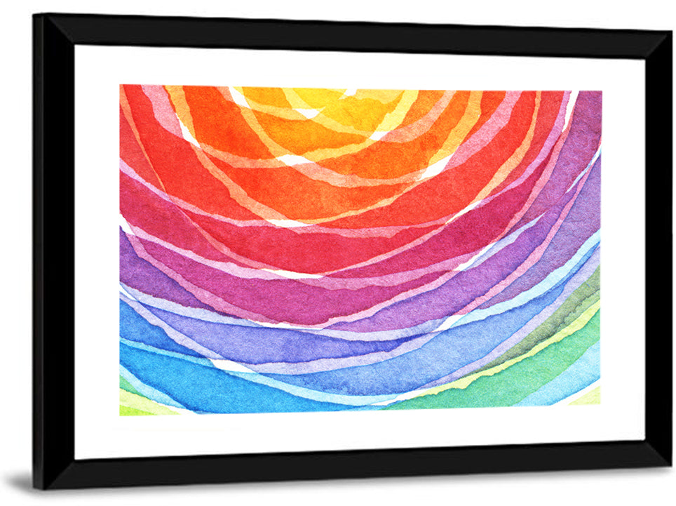 Radiant Rainbow Watercolor Arcs Wall Art