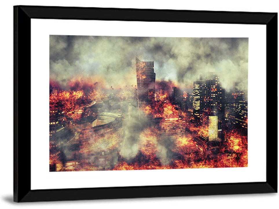 Warsaw Spire Burning City Abstract Wall Art