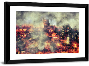 Burning City Abstract Wall Art