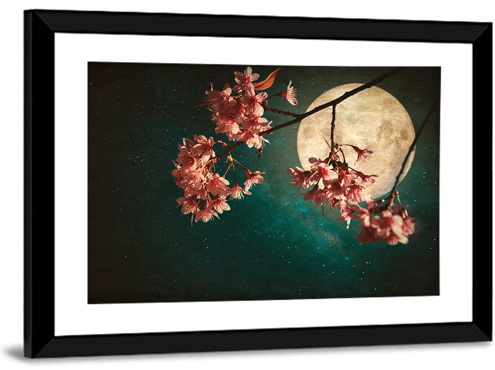 Sakura Flowers & Moon Wall Art