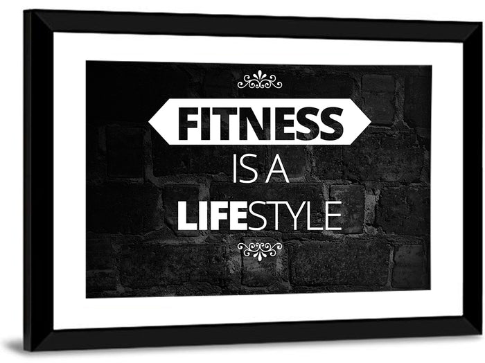 Fitness Is a Lifestyle Brick Quote Wall Art as a framed print