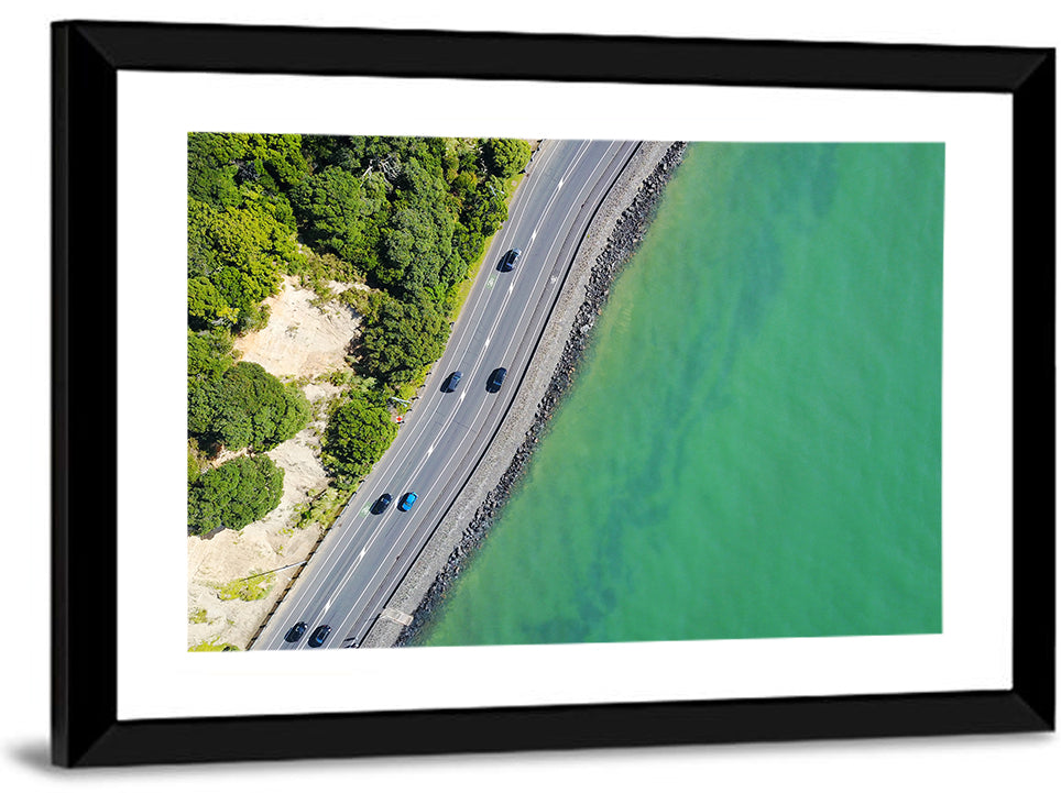 Auckland Coastal Highway Aerial View Wall Art