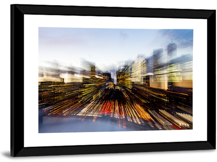 Zoom Burst Skyline Abstract Wall Art as a framed print