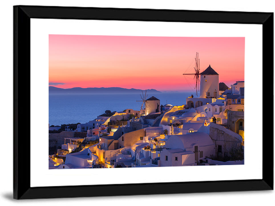 Oia Windmills at Dusk Wall Art