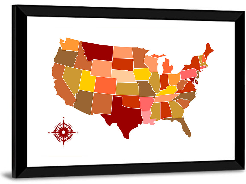 Stylized United States Map Wall Art