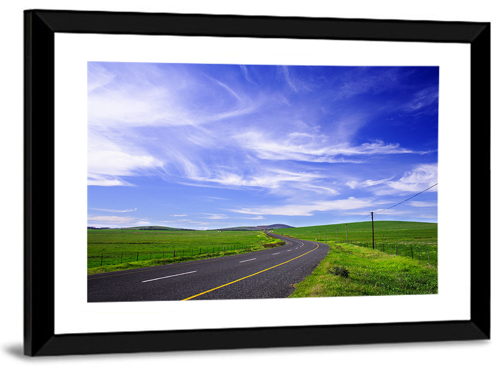 Winding Country Road in Green Fields Wall Art