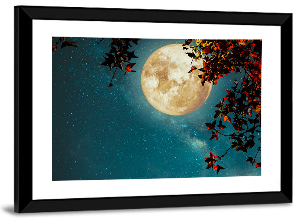 Autumn Moon with Milky Way Wall Art
