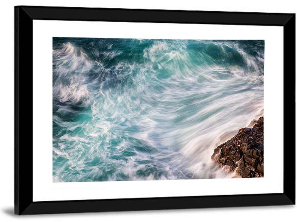 Silky Teal Ocean Waves Wall Art