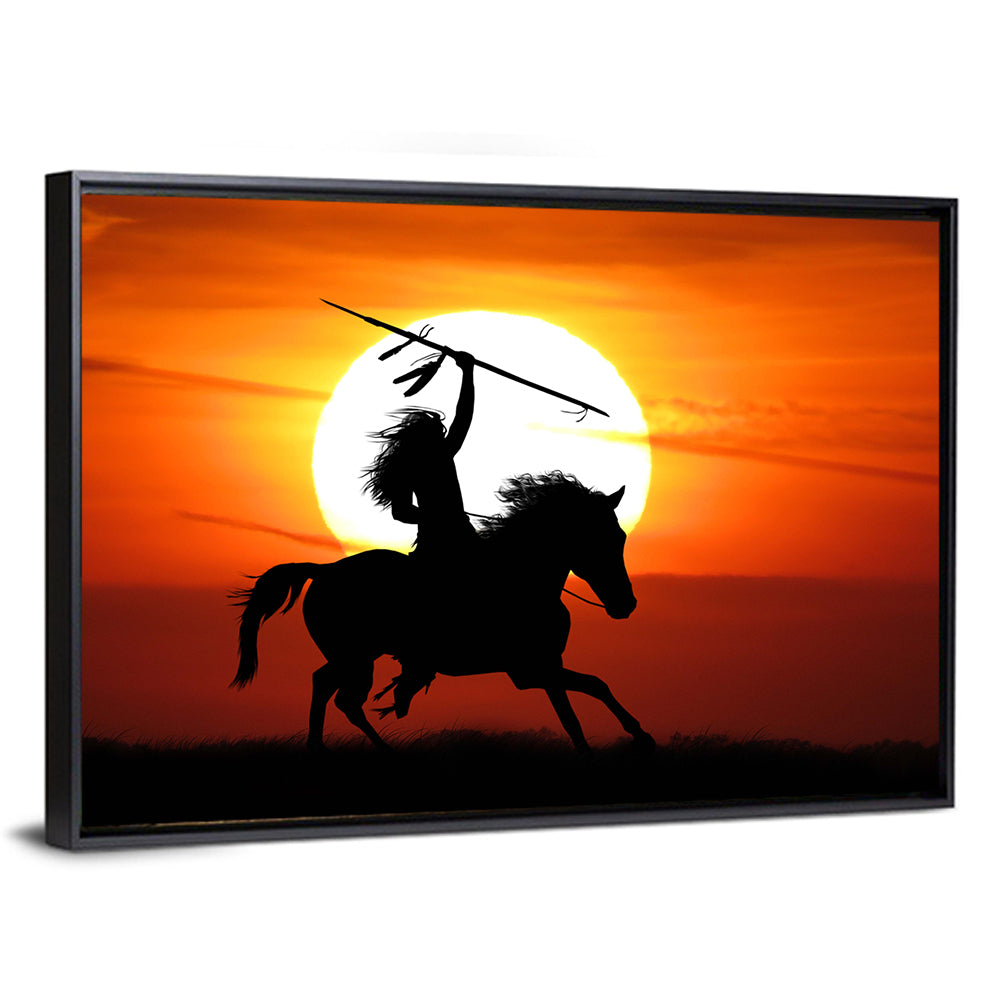 Native American Rider at Sunset Wall Art