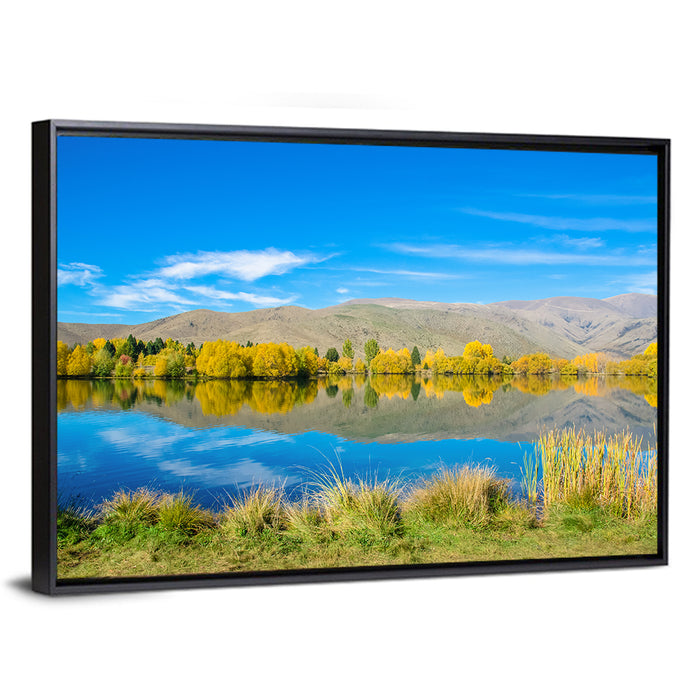 Ruataniwha Autumn Reflection Wall Art as a framed canvas