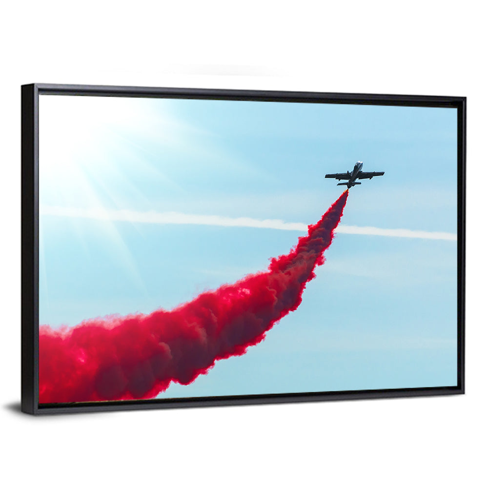 Jet with Red Smoke Trail Wall Art