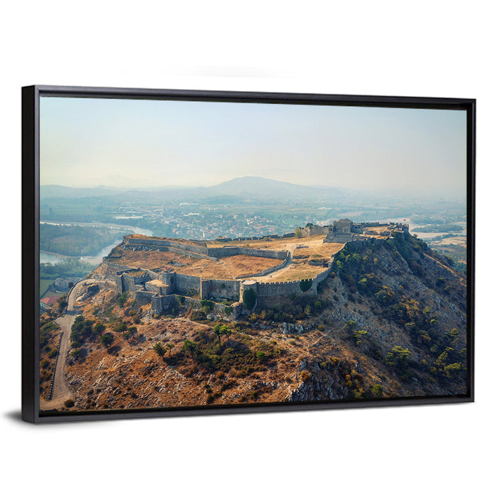 Rozafa Castle Aerial View Wall Art as a framed canvas