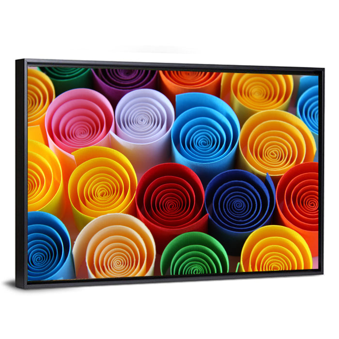Quilled Color Spirals Wall Art as a framed canvas